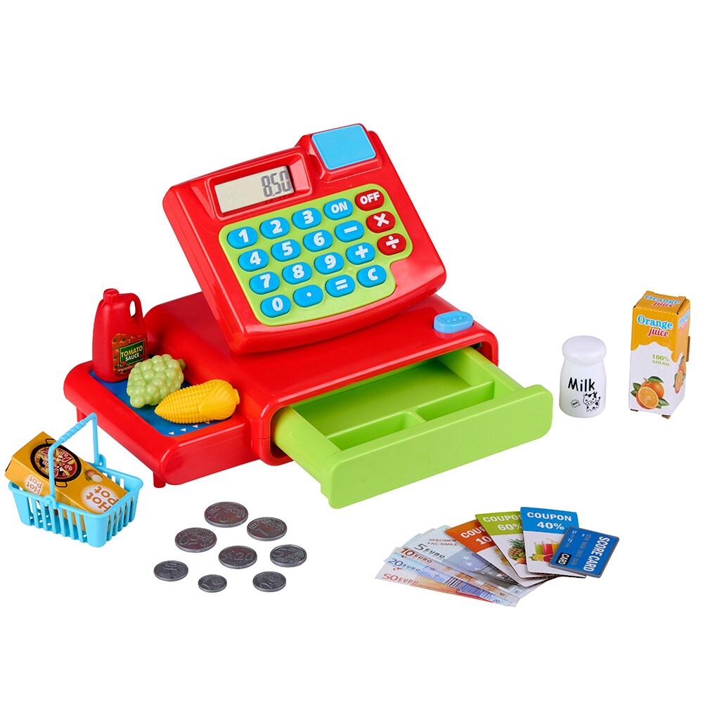 Lekekasse Eddy Toys 25 deler / kasseapparat med lyd og kalkulator / butikklek