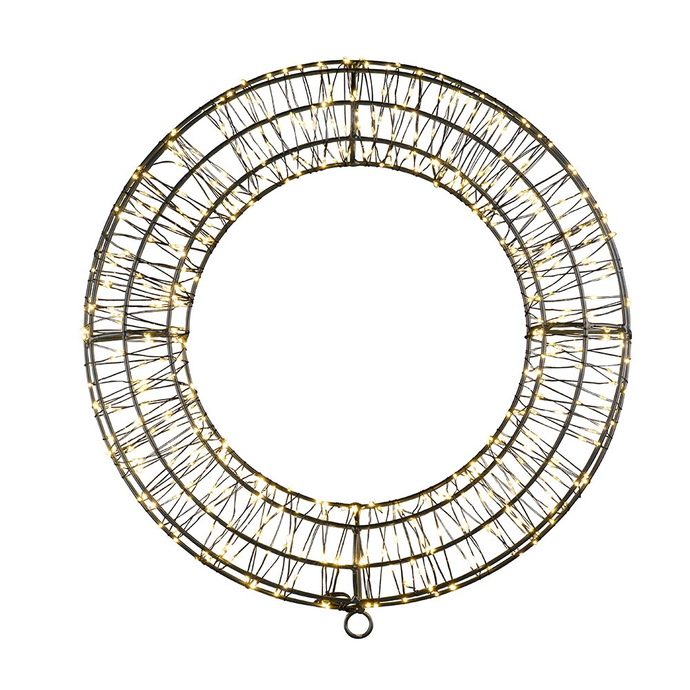 Julekrans med LED-belysning Ø38 cm / dekorativ metallkrans med 480 LED og timer – Svart