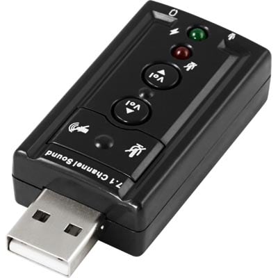 USB-lydkort for tilkobling av hodetelefoner og mikrofon