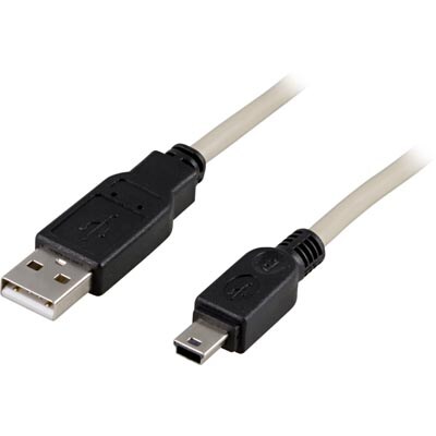 USB-kabel 2.0, 3 meter Svart/Hvit