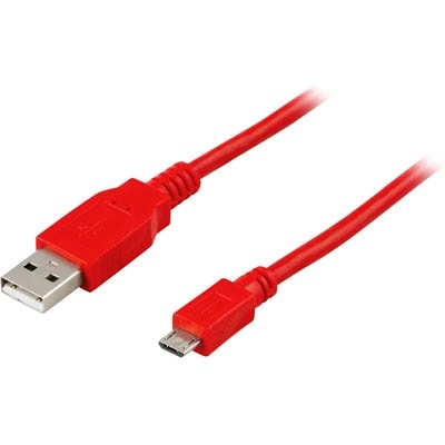 USB-kabel 2.0 type A til Micro-B, 2m, Rød