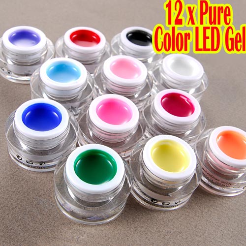 LED Gel Pure Colours - 12-pakk