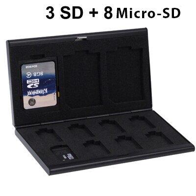 Oppbevaringsboks for 11 stk SD + MicroSD minnesskort