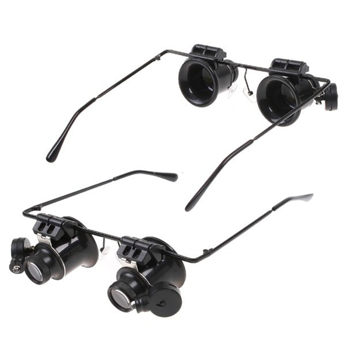 Forstørrelses-briller x20 med LED-belysning
