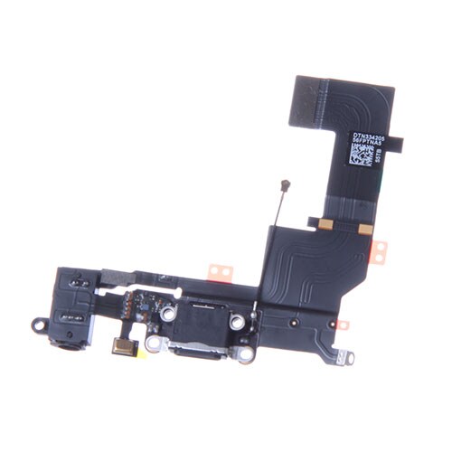 Flexikabel med ladekontakt og 3,5mm til iPhone 5S Sort