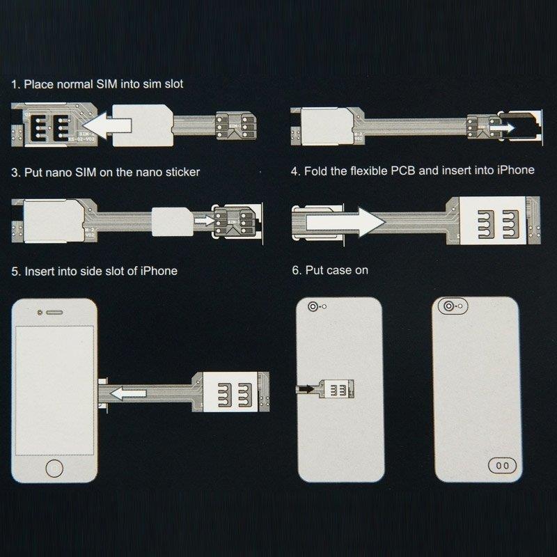 Dobbel Simkortadapter til iPhone 5 / 5S / SE / 6 / 6S / 6 Plus