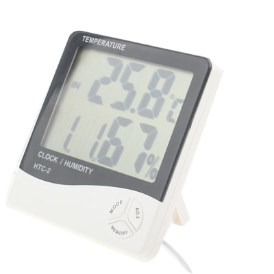 Termometer innendørs / utendørs 3,8" LCD med klokke & Kalender