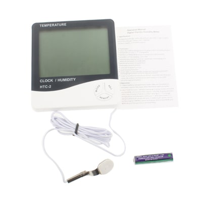 Termometer innendørs / utendørs 3,8" LCD med klokke & Kalender