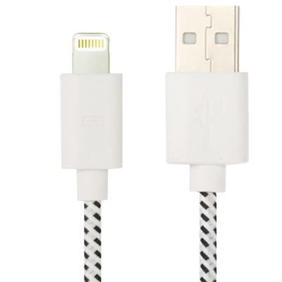 Usb-kabel Nylon til iPhone / iPad hvit