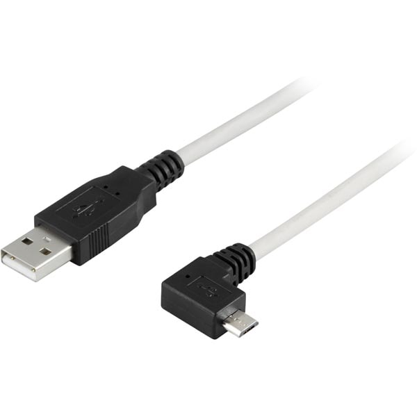 USB 2.0 ledning USB - Vinklet MicroUSB - Kjøp på 24hshop.no