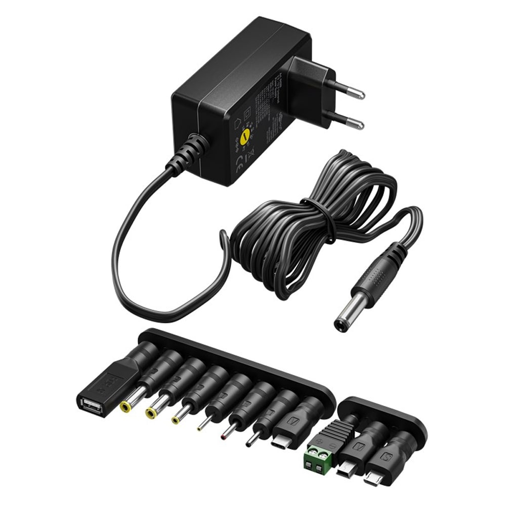 Universal strømadapter 3-12 V - maks. 3,6 W og 0,3 A