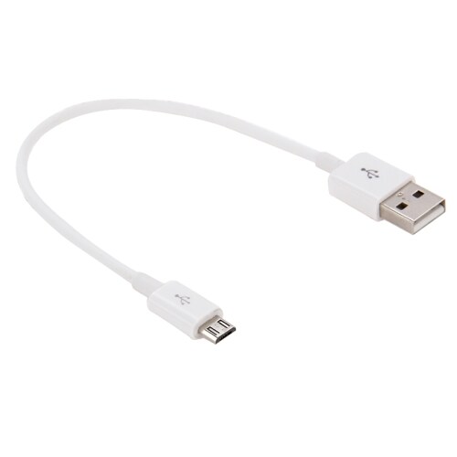 USB til MicroUSB-kabel - Kort modell - Hvit