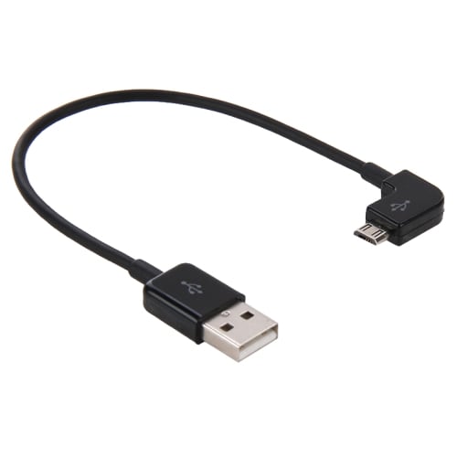 USB til MicroUSB-kabel - Vinklet Kort modell - Sort
