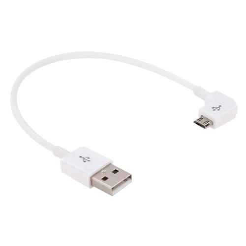 USB til MicroUSB-kabel - Vinklet Kort modell - Hvit