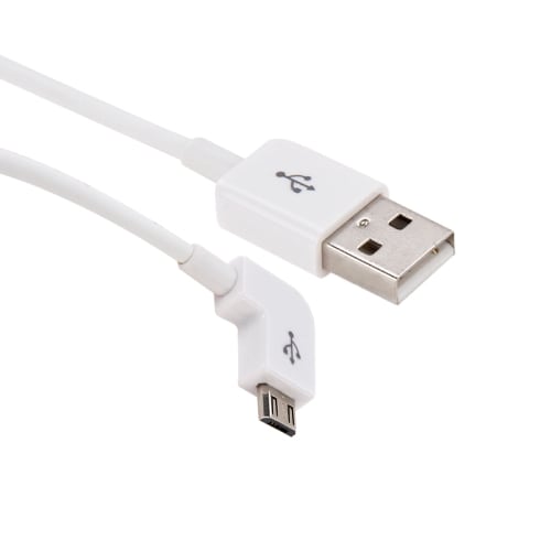 USB til MicroUSB-kabel - Vinklet Kort modell - Hvit