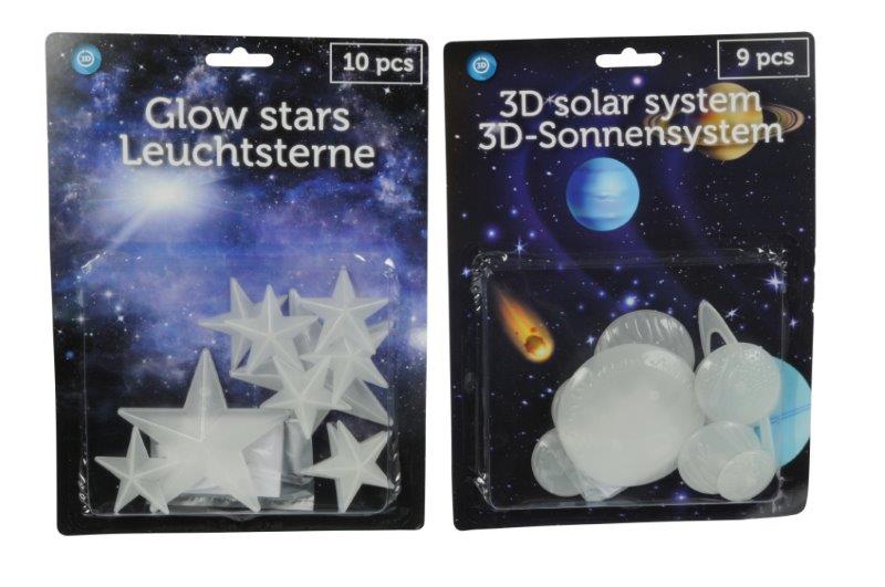 Veggdekal Glow in  the dark Stars / Soler 3D - 19 stk