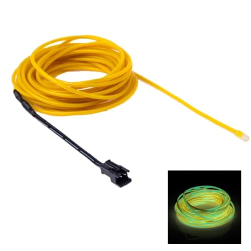 Neon Wire for bil - 5 m vanntett Gul farge