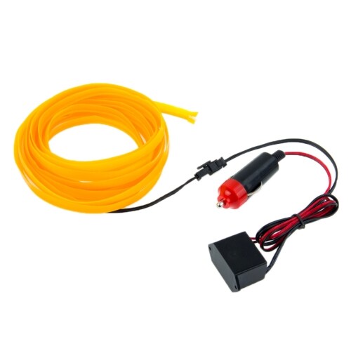 Neon Wire Flat for bil - 5 m vanntett Oransje farge