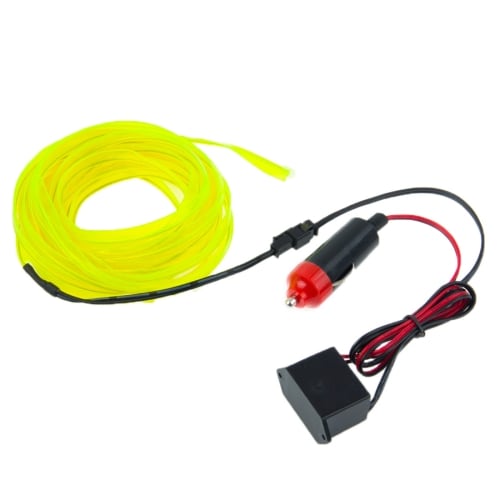 Neon Wire Flat for bil - 5 m vanntett Gul farge