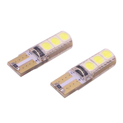 LED diode-lampe T10/W5W 2W 120-140LM 6 LED Hvit - 2 Pakk