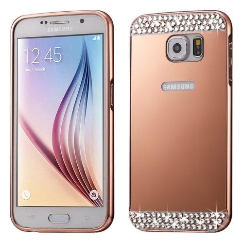 Diamantskall med metallbumper Samsung Galaxy S7 Edge - Rosegull