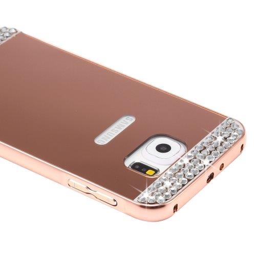 Diamantskall med metallbumper Samsung Galaxy S7 Edge - Rosegull
