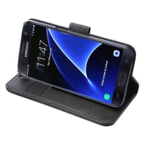 Mobilfutteral holder & kortuttak kredittkort Samsung Galaxy S7 Edge sort