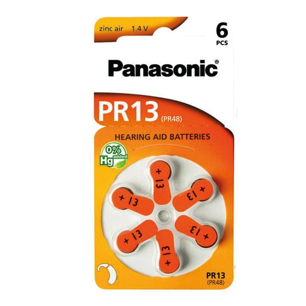Panasonic Høreapparat-batteri PR13 6-pakk