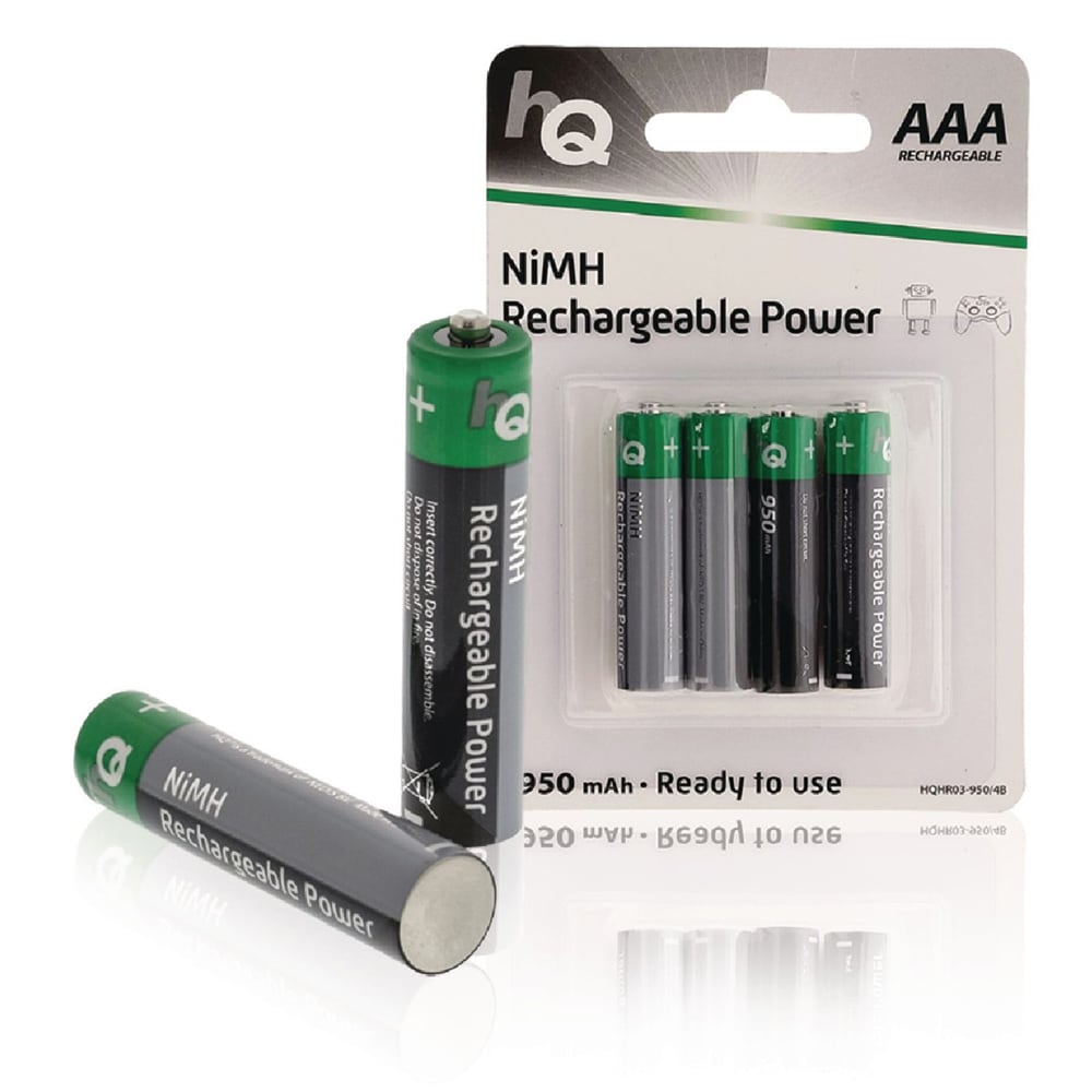 HQ Oppladbare NiMH AAA-batteri 950mAh 4-pakk