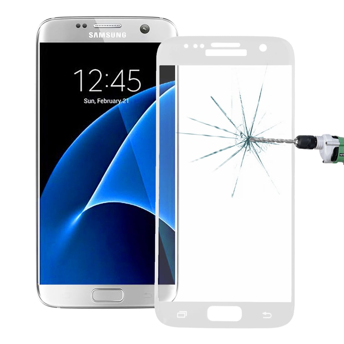 Glassbekyttelse til Samsung Galaxy S7 - Hvit