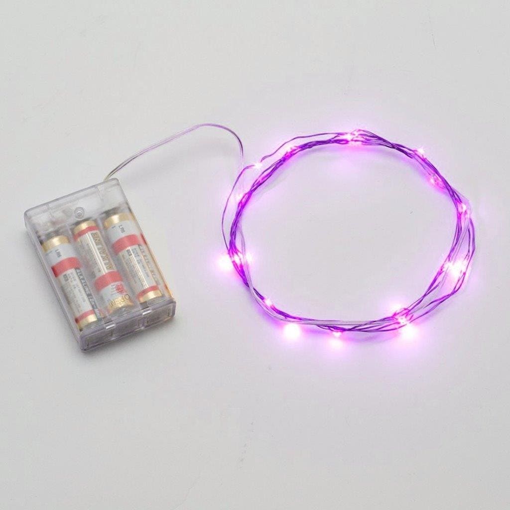 LED Lyssløyfe 2m Batteridrevet - Rosa lys