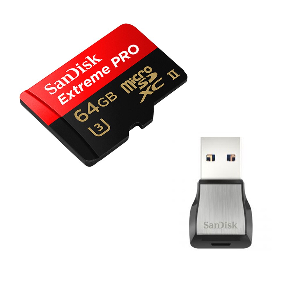 64GB SANDISK MicroSDXC ExtremePro 275MB/s + Kortleser