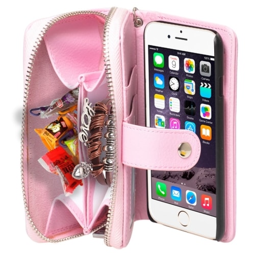 Lommebok futteral med reim iPhone 6 Plus & 6S Plus - Rosa