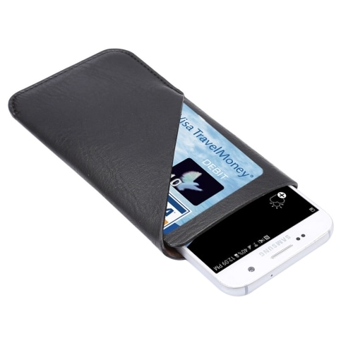 Slip-In futteral med kortuttak for normalstore mobiltelefoner - iPhone / Samsung