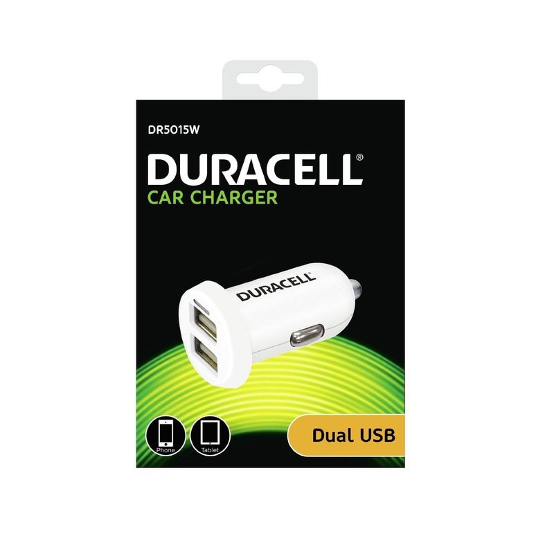 Duracell Dual Billader USB 3,4A Hvit