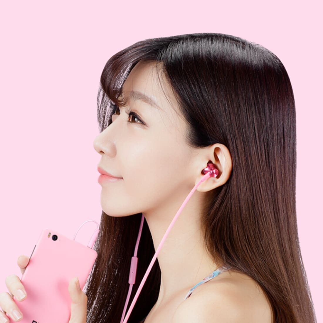 Original Xiaomi Piston In-ear Stereo Bass hodetelefon med Fjernkontroll - Rosa