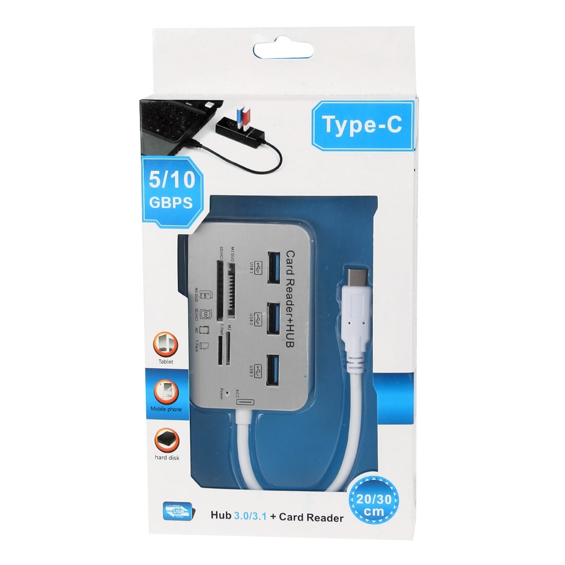 USB Kortleser / Hubb 3.1 Type-C - 5 Gbps