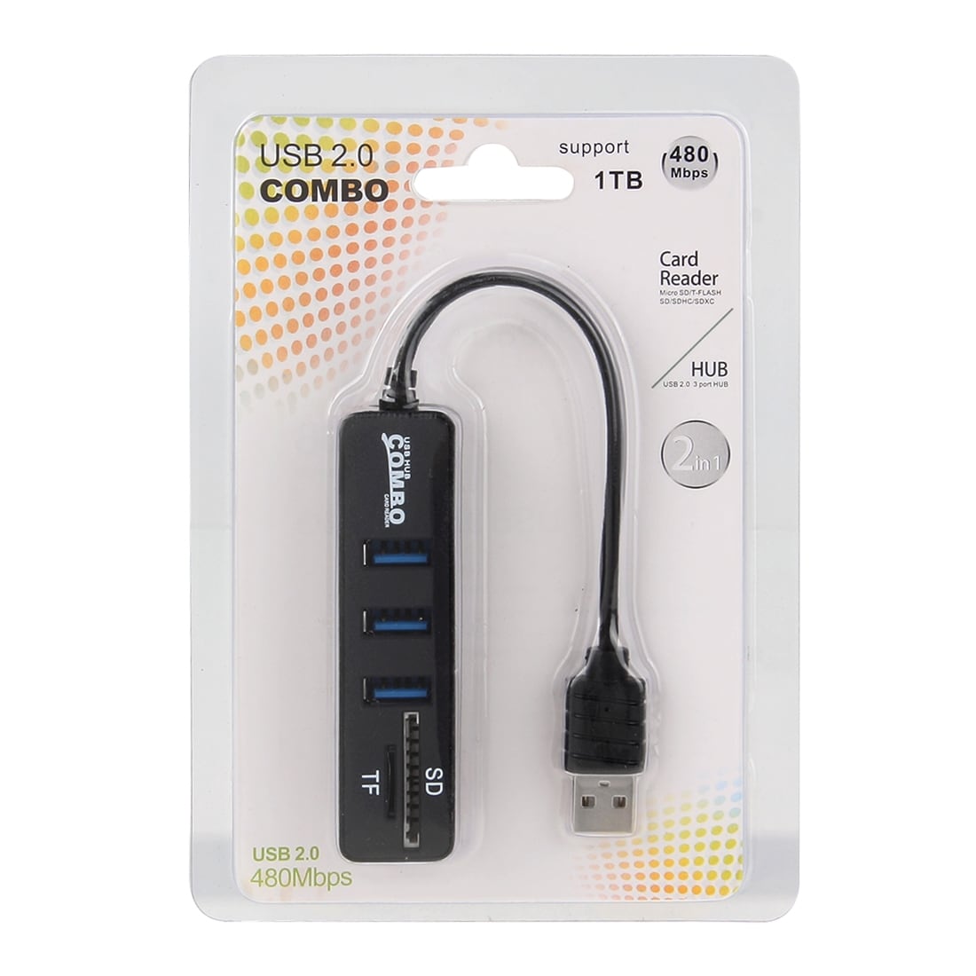 USB-kortleser/hub - 2in1