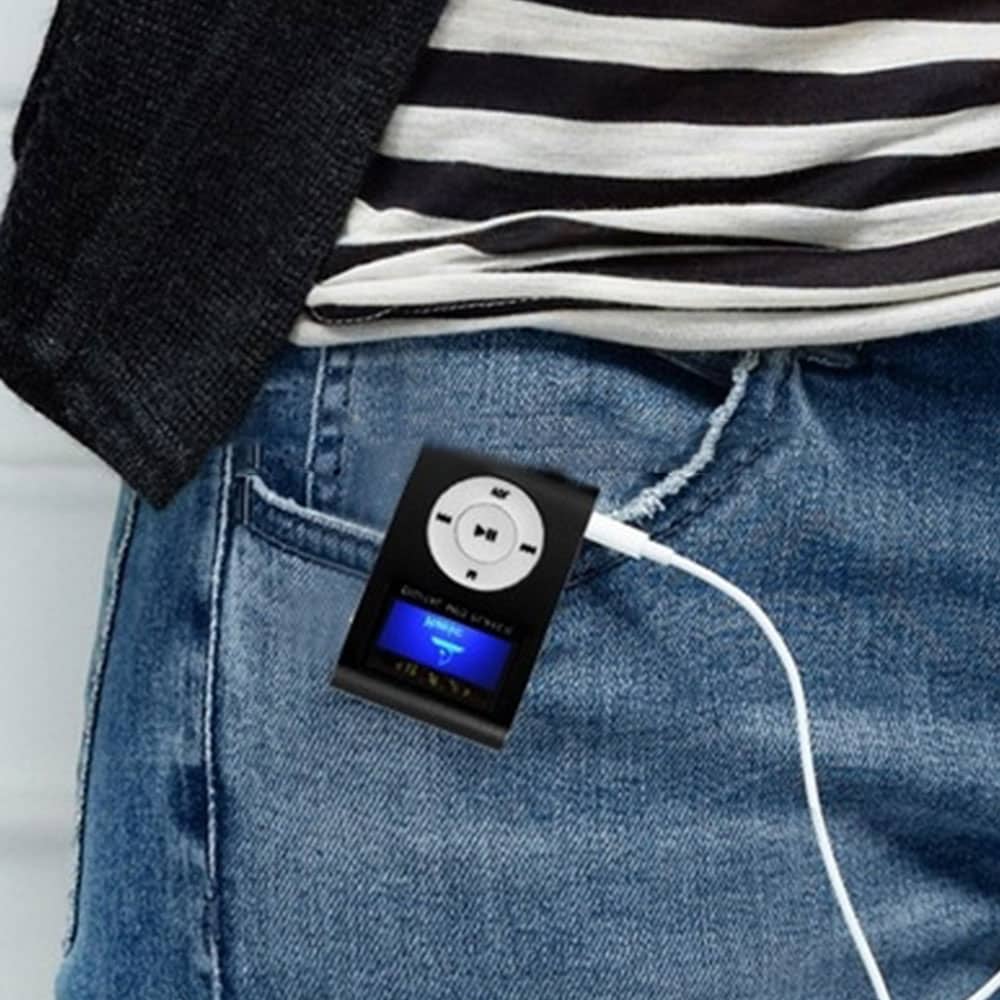 MP3-spiller med LCD-skjerm, minnekortleser og klipp