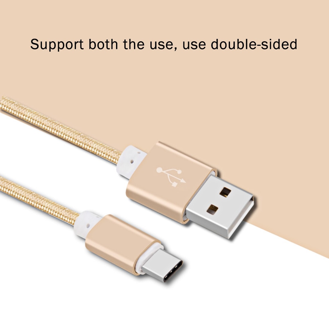 Tøyforet USB 3.1 Type-C til USB 2.0 Data/Lade kabel med metallhode