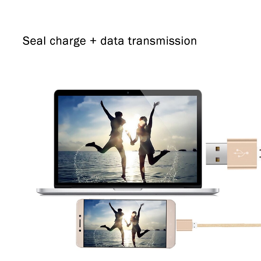 Tøyforet USB 3.1 Type-C til USB 2.0 Data/Lade kabel med metallhode