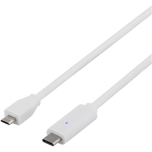 USB 2.0 kabel, Type C - Micro B hann, 1,5 m, hvit