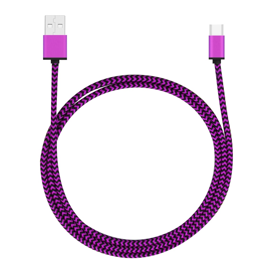 Robust stoffkledd Usbkabel Usbkabel USB typ C med metallhode - Storpakk 5stk i ulike farger