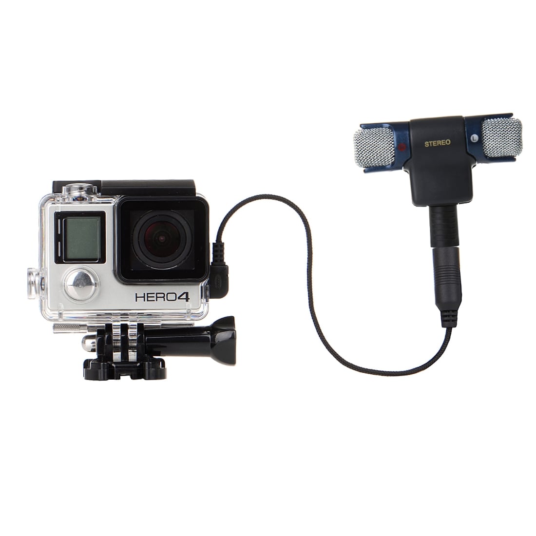 Vanntett futteral + Extern Mikrofon til GoPro HERO 4 / 3+ / 3