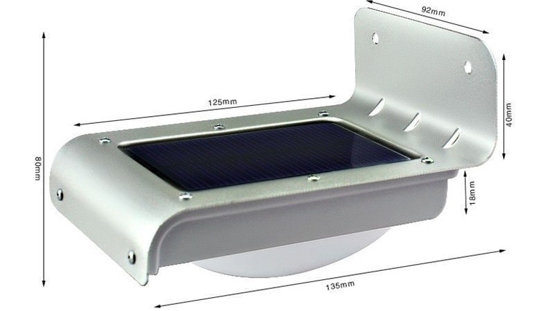 16 LED Solcelle Utebelysning med bevegelsedetektor