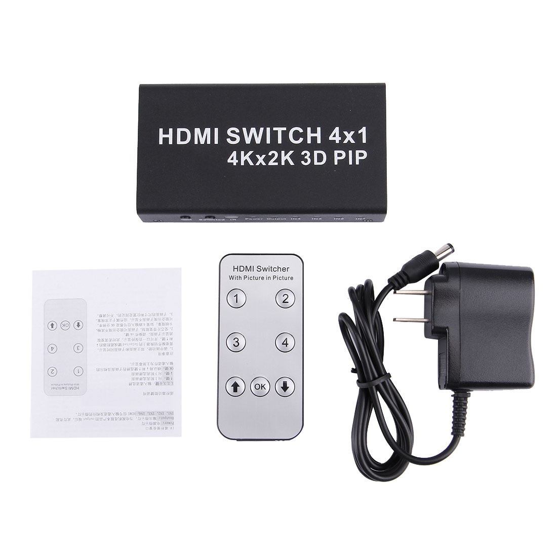 HDMI 4x1 Multi-funktion Switch 4K - Fjern inngår