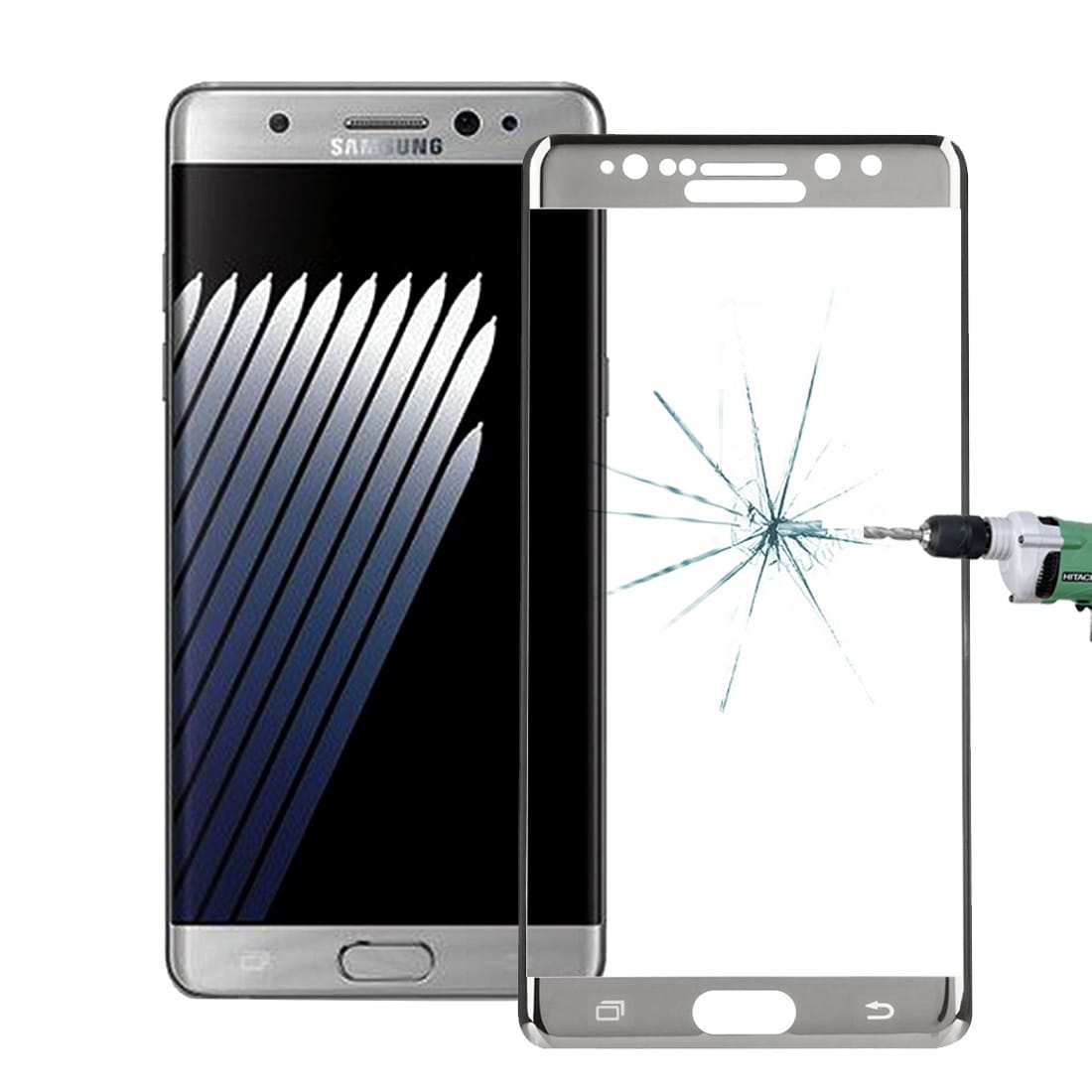 Bøyd Skjermbeskyttelse i glass Samsung Galaxy Note 7 - Sølvfarge