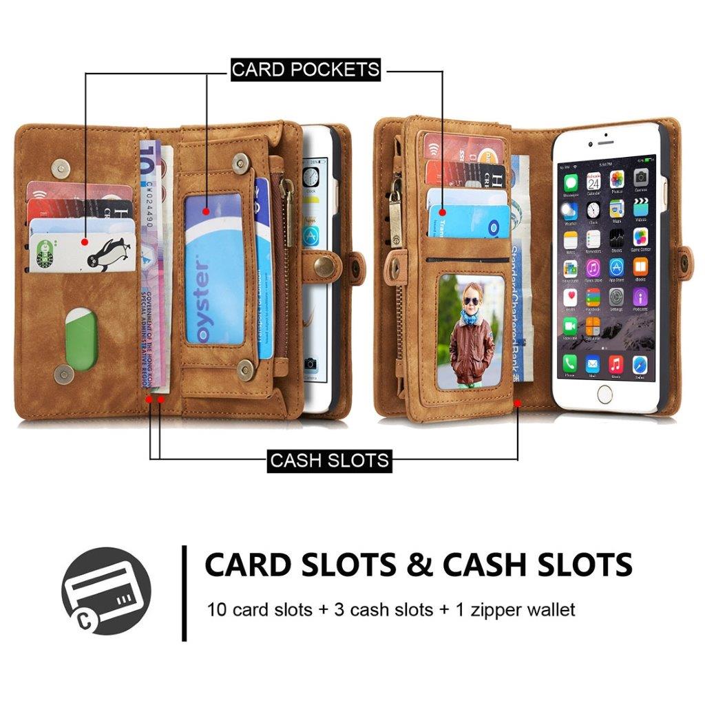 CaseMe Leather Billfold iPhone 6 & 6s - Magnetfunksjon, 10 kort, myntlomme