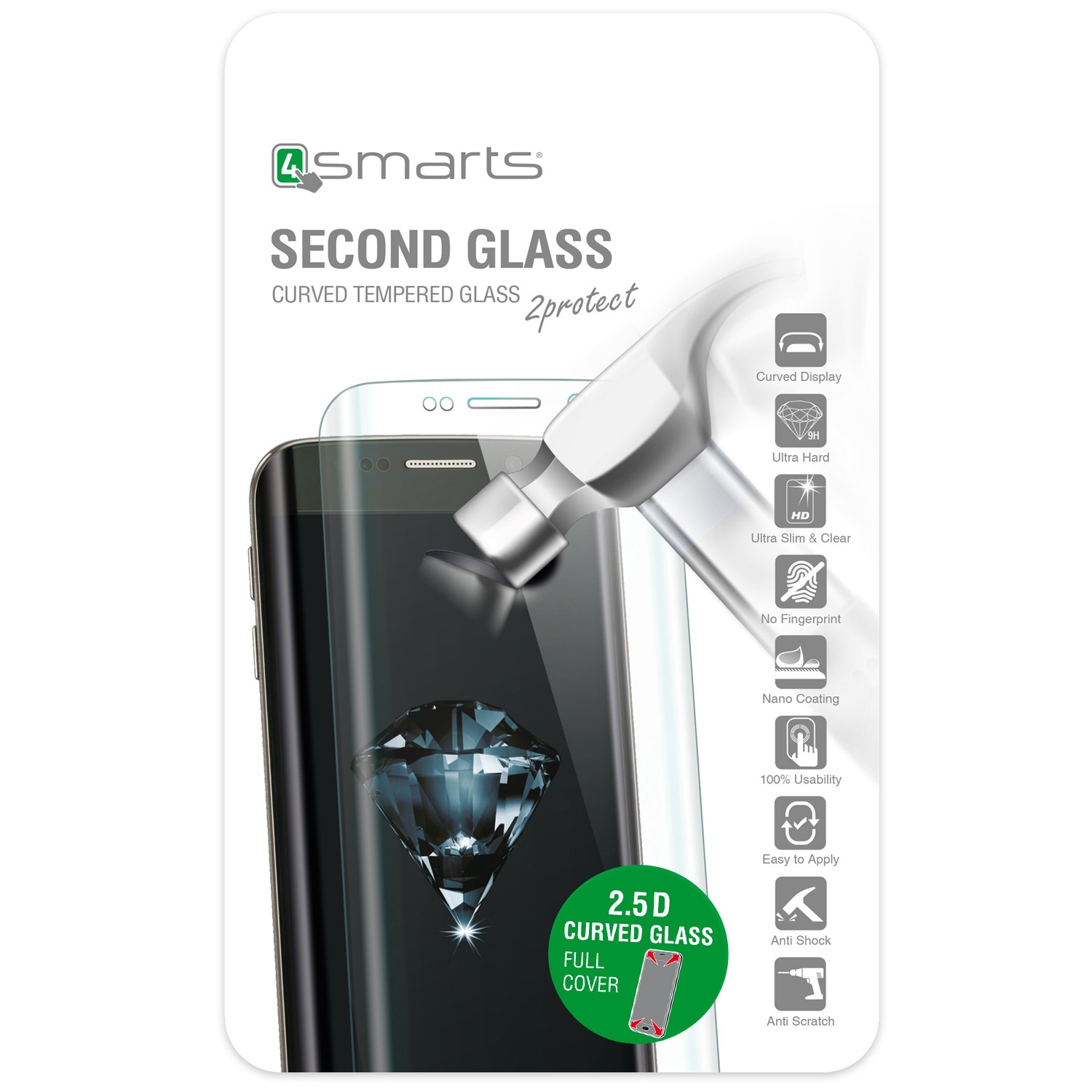 4smarts Second Glass Curved 2.5D til iPhone 6/6s Plus - Hvit