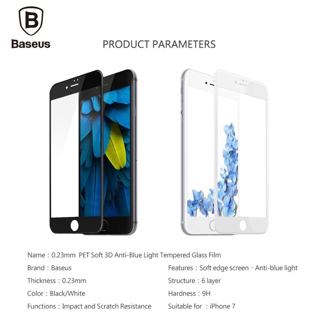 Baseus glassbeskyttelse iPhone 8 / 7 - Fullskjermbeskyttelse Hvit